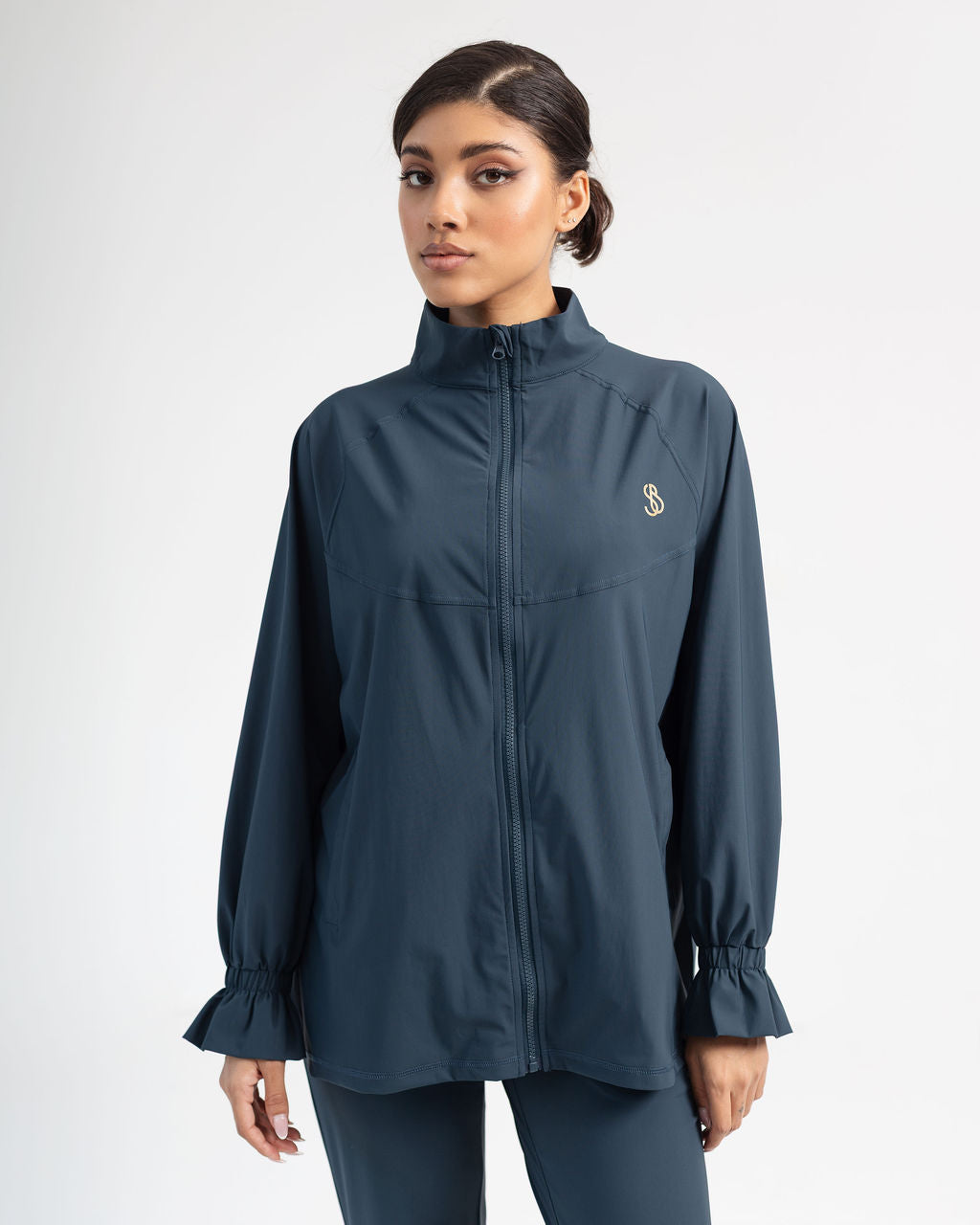 Sapphire Blue Jacket- Ruffle Sleeve Edition