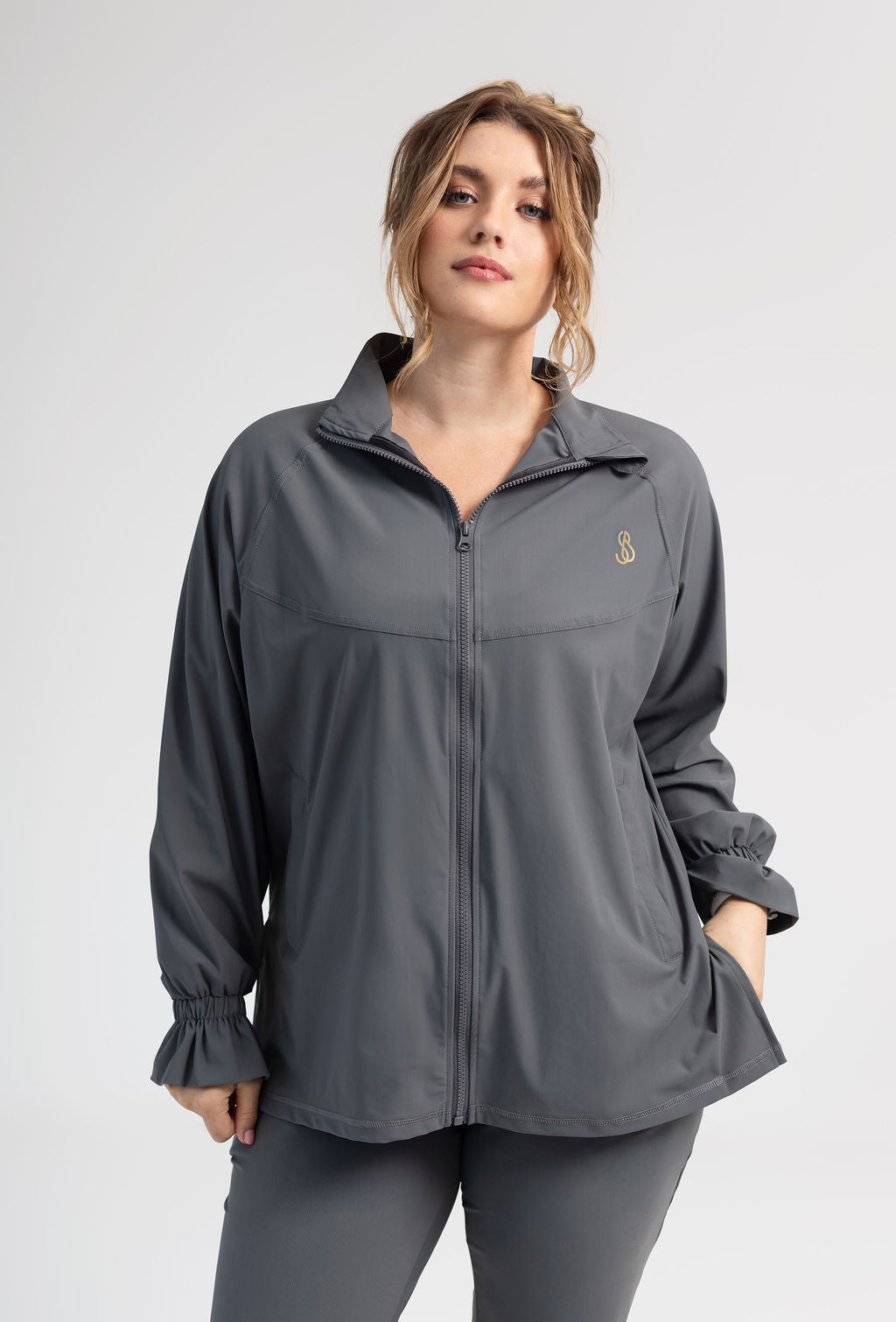 Graphite Grey Jacket- Ruffle Sleeve Edition