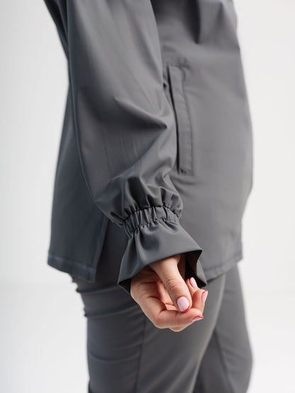 Graphite Grey Jacket- Ruffle Sleeve Edition