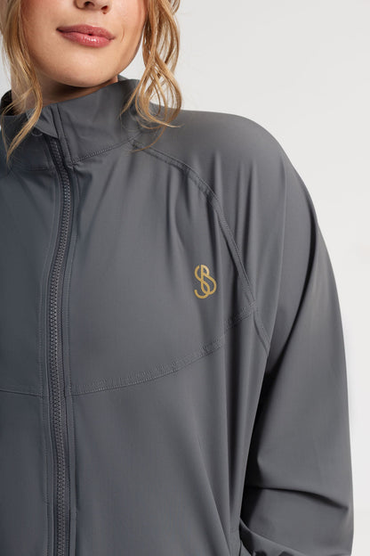 Graphite Grey Jacket- Ruffle Sleeve Edition