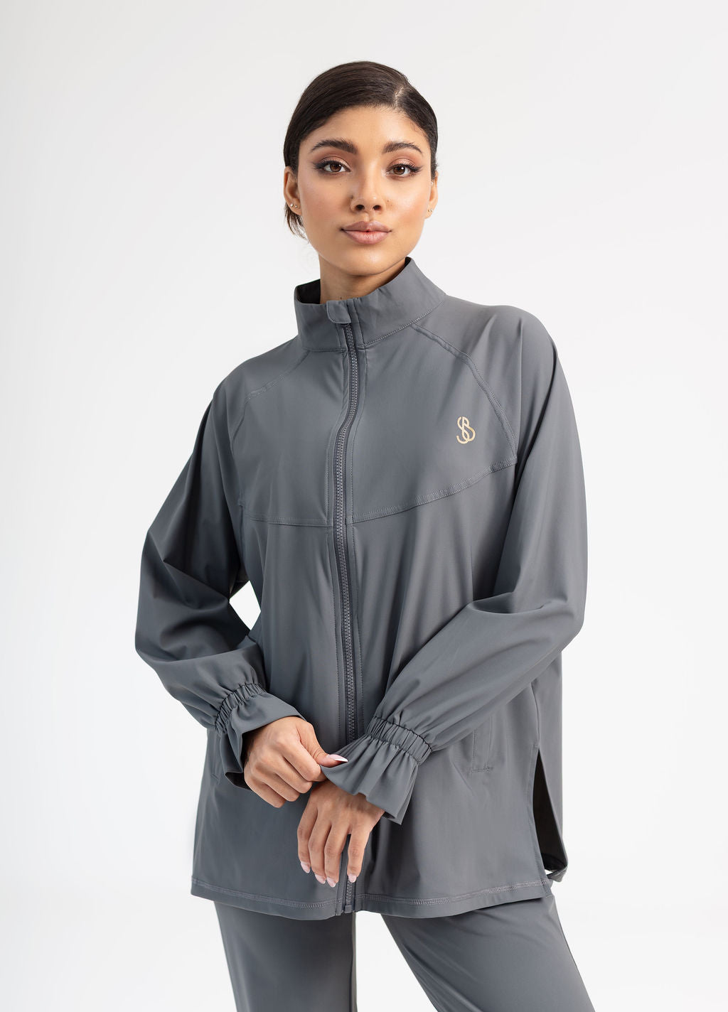 Graphite Grey Jacket- Ruffle Sleeve Edition