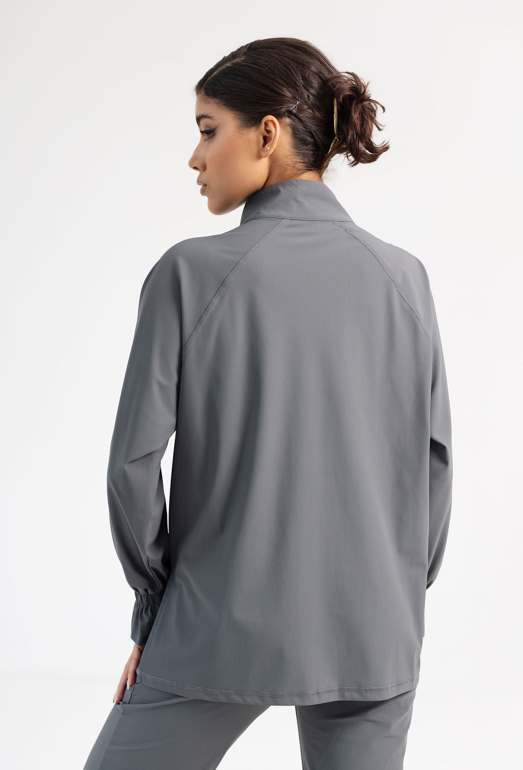 Graphite Grey Jacket- Ruffle Sleeve Edition