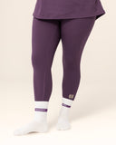 Signature Crew Sock - Cream with Plum Stripe