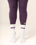 Signature Crew Sock - Cream with Plum Stripe