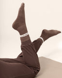 Signature Crew Sock - Chocolate with Cream Stripe