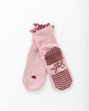 Pilates Crew Grip Sock - Pink with Red Ruffle